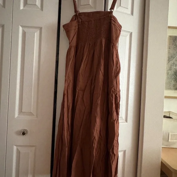 NWT Joie Rust Linen Midi Dress - Picture 3 of 4
